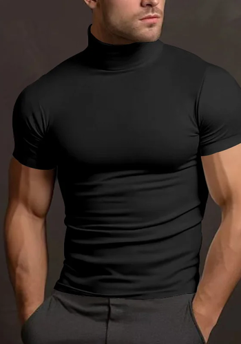 High collar training t-shirt for men